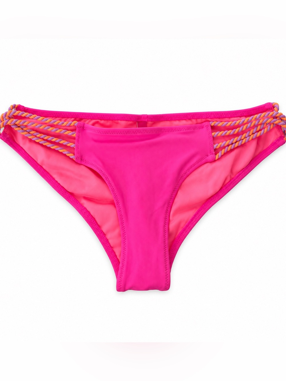 Victoria's Secret 2014 Neon Pink Braided Side Bikini Bottom S
